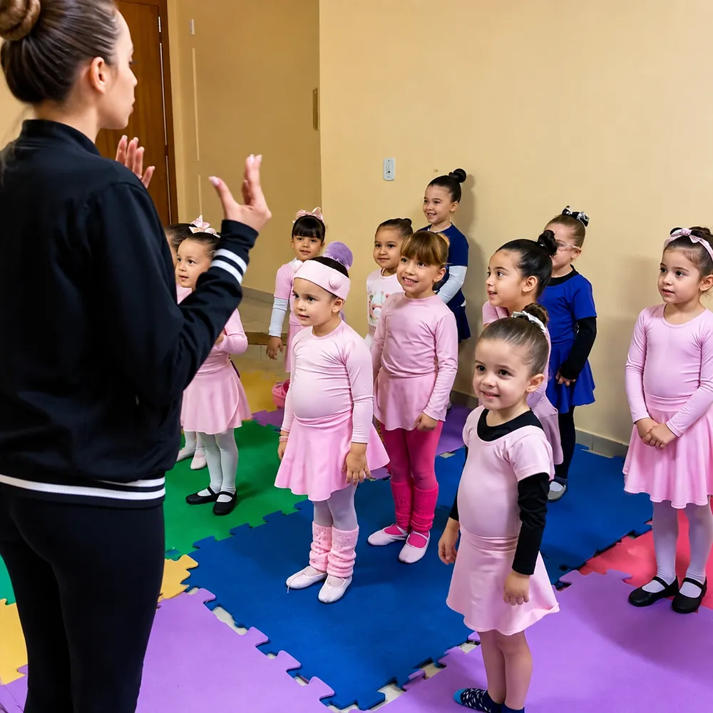 Turma de balé infantil na Escola Giz de Cera